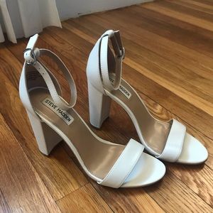 White chunk heel shoes